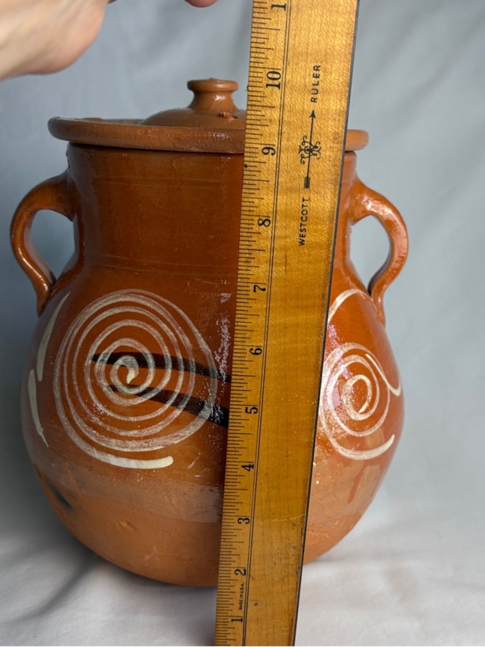 New Hand Painted Mexican Olla de Barro Clay Bean Pot Frijolera 4 Qt With Lid - Picture 13 of 13
